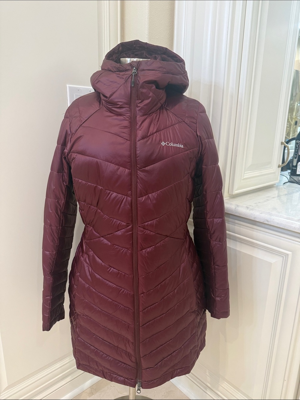 Columbia Women's Burgundy Hooded Puffer Coat Omni - Heat